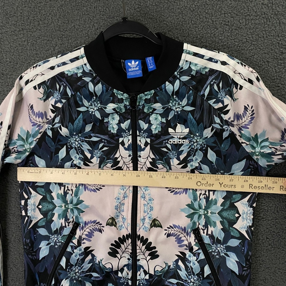 Adidas x Farm Rio Track Jacket Women Small Blue Floral Zip Up Trefoil - Picture 10 of 13